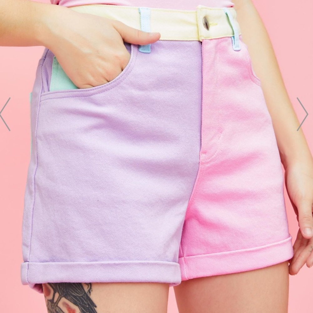 Sugar Thrillz pastel color block shorts